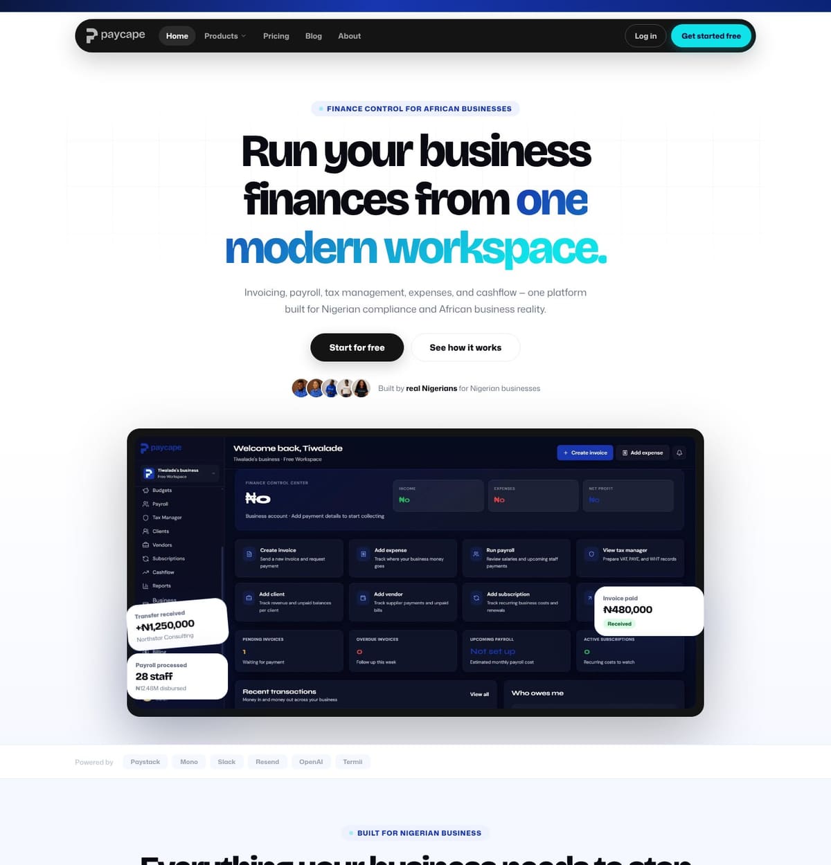 Paycape website home page