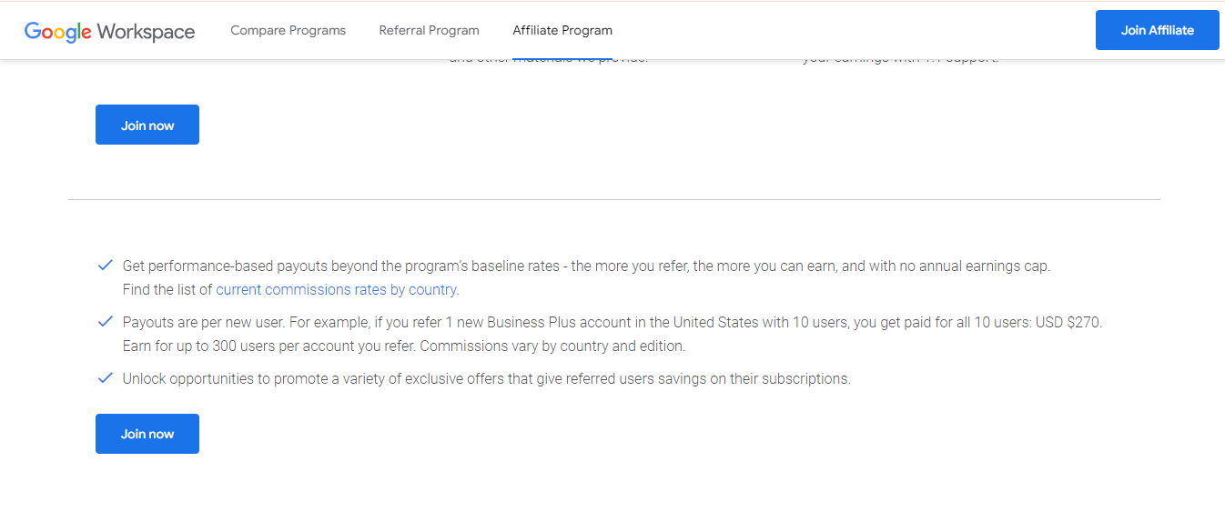 google workspace affiliate program payout structure