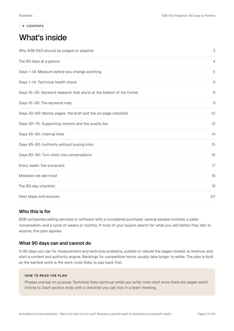 Page 2 of B2B SEO Playbook: 90 Days to Pipeline