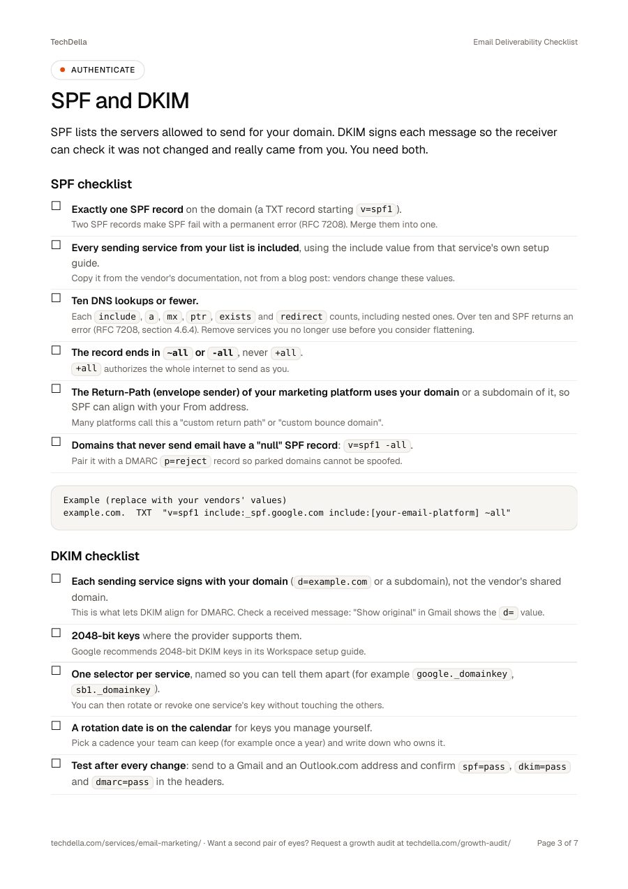 Page 3 of Email Deliverability Checklist