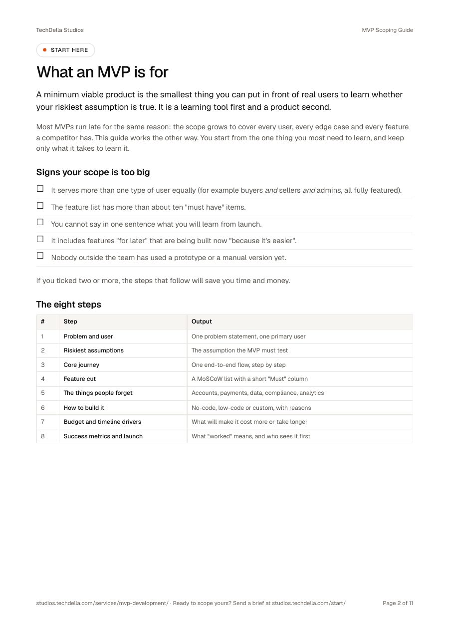 Page 2 of MVP Scoping Guide