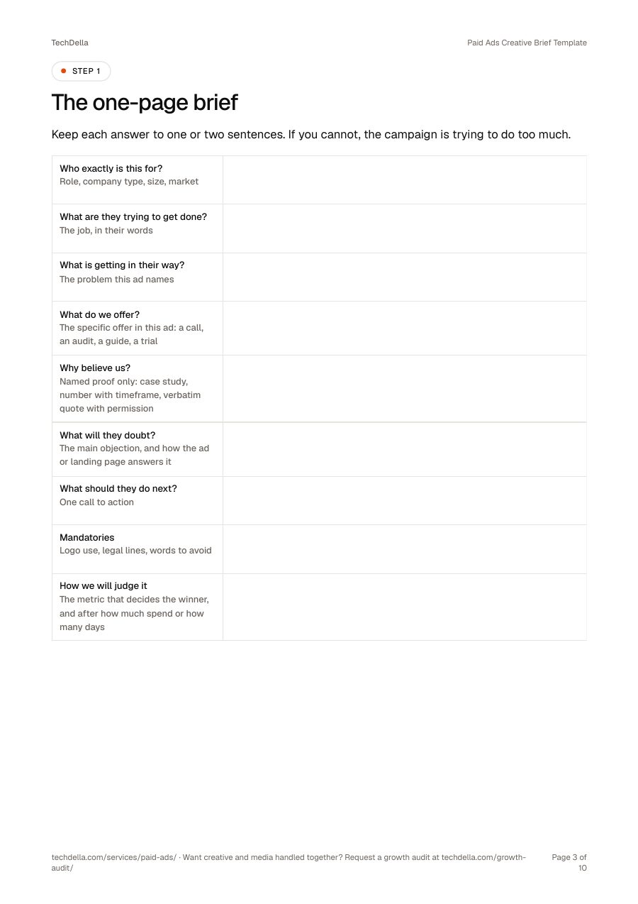 Page 3 of Paid Ads Creative Brief Template